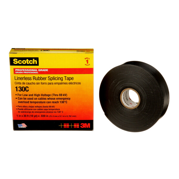 3M/SCOTCH LINERLESS RUBBER SPLICING TAPE 130C, 30FT X 1