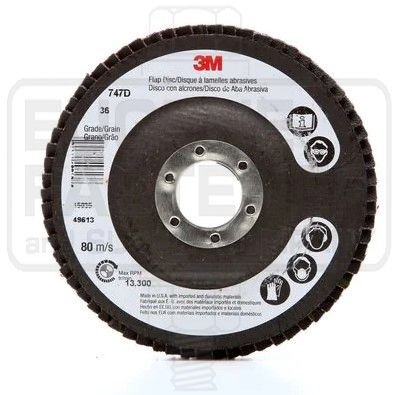 3M FLAP DISC 747D, T27 4-1/2 X 7/8 X 36G X-WT