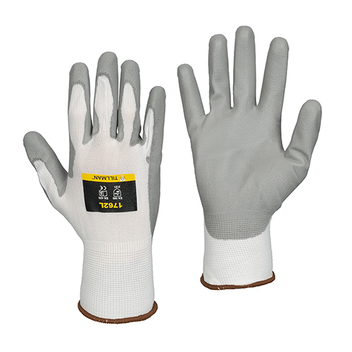 GRAY PU COATING / WHITE NYLON INDUSTRIAL GLOVES - EXTRA LARGE