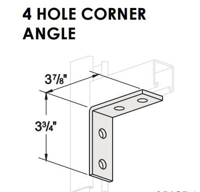 STRUT CORNER ANGLE BRACKET 4 HOLE, 90 D, 3-7/8