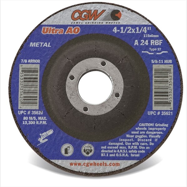 4 1/2 X 1/4 X 7/8 A24-R-BF STEEL T27 GRINDING WHEEL