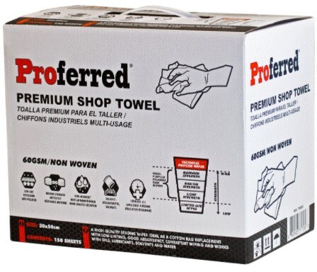 SHOP TOWELS WHITE 30CM X 50 CM - 150 / BOX W/HANDLE