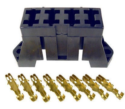 FUSE BLOCK FOR 4 ATC/ATO BLADE FUSES WITH 8 BRASS TERMINALS 50 AMP  1 SET/PK