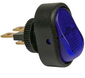 ON-OFF OBLONG ROCKER ILLUMINATED BLUE SWITCH 1/2