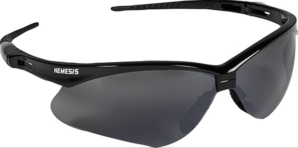 NEMESIS V30 UNVERSAL SAFETY GLASSES, SMOKE MIRROR LENS, BLACK FRAME