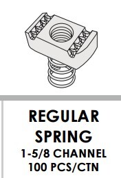 STRUT NUTS - REGULAR SPRING  - 3/8