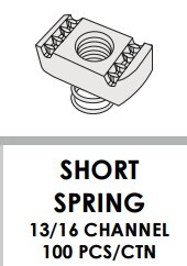 STRUT NUTS - SHORT SPRING - 3/8