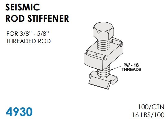 STR4930 SEISMIC ROD STIFFENER FOR STRUT 3/8 THRU 5/8 ROD