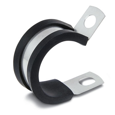 5/8" MEDIUM DUTY CLAMP, EPDM RUBBER CUSHION, 0.281 HOLE, 304 STAINLESS