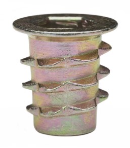 1/4" - 20 X 13MM HEX DRIVE FLANGED WOOD INSERT, ZINC ALLOY YELLOW