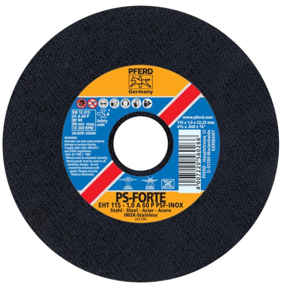 4-1/2" X .040" CUT-OFF WHEEL, 7/8" A.H. - PSF STEELOX - TYPE 1