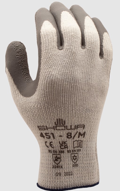 SHOWA ATLAS 451 GLOVE, LARGE, GREY