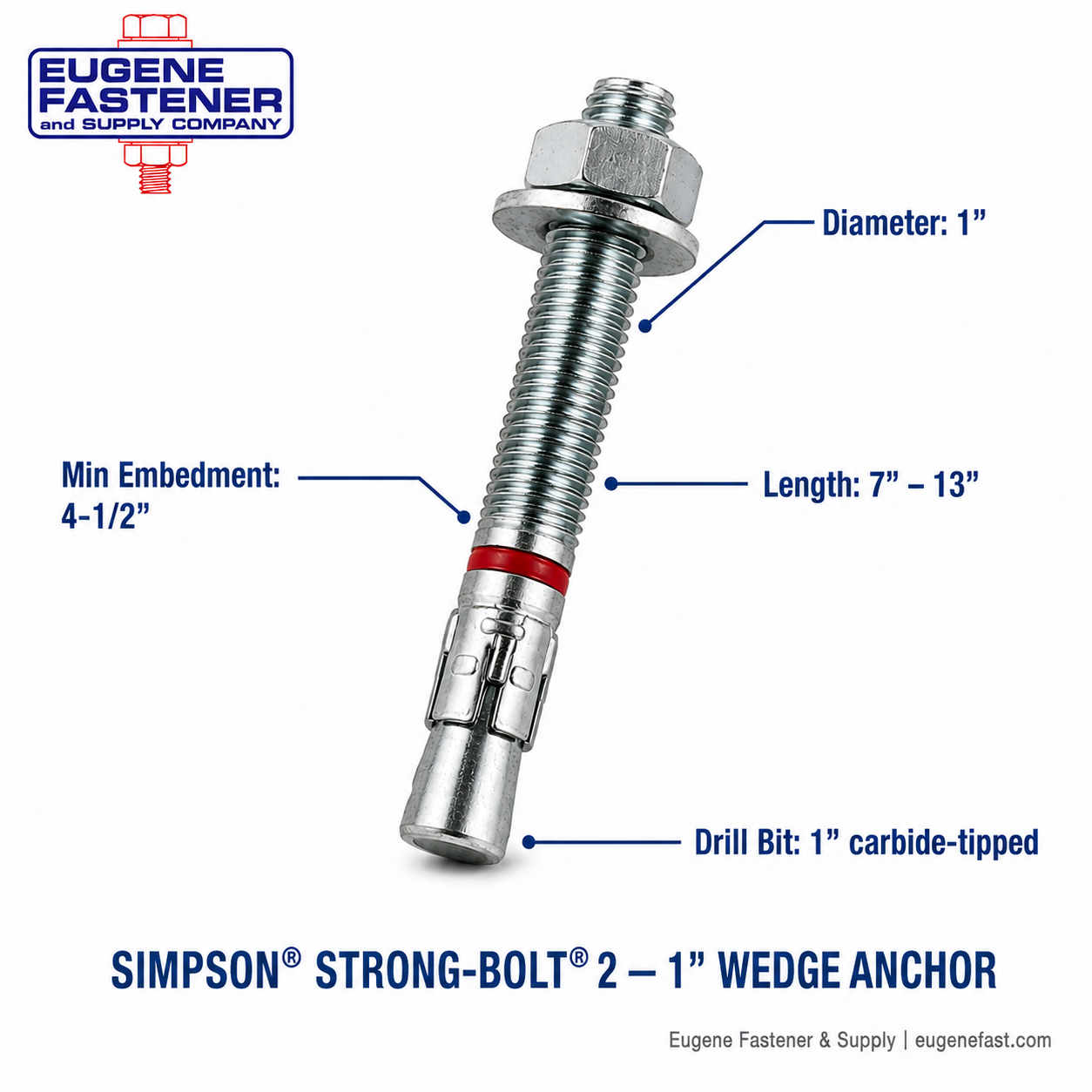 1" X 10" SIMPSON STRONG-BOLT 2 WEDGE ANCHOR CS ZINC