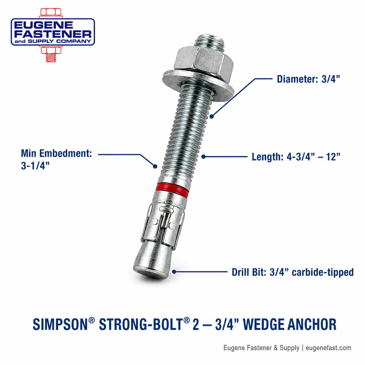 3/4" X 10" SIMPSON STRONG-BOLT 2 WEDGE ANCHOR CS ZINC