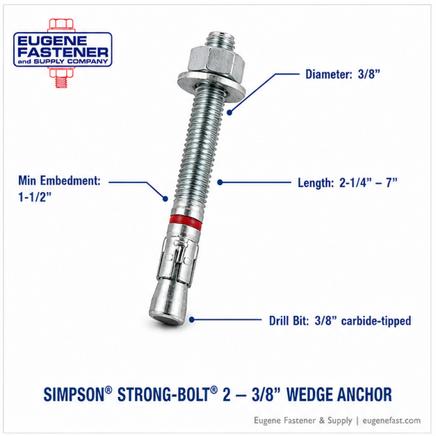 3/8" X 2-3/4" SIMPSON STRONG-BOLT 2 WEDGE ANCHOR CS ZINC