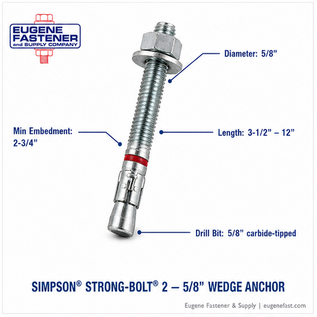 5/8" X 10" SIMPSON STRONG-BOLT 2 WEDGE ANCHOR CS ZINC