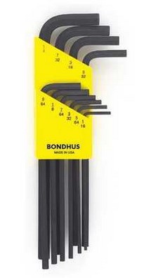 SET 10 HEX L-WRENCHES (1/16-1/4") - LONG
