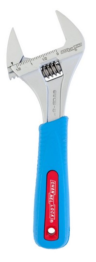 8" ADJ WRENCH WIDE AZZ, CHROME, CODE BLUE