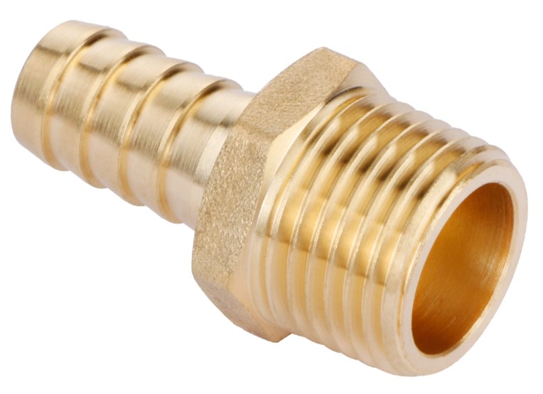 1/2" PUSH ON HOSE BARB X 1/2" MALE NPT ADAPTOR, BRASS