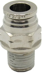 3/8 HOSE X 1/4 MPT PUSH-IN MALE CONNECTOR, NICKEL/PLATED BRASS