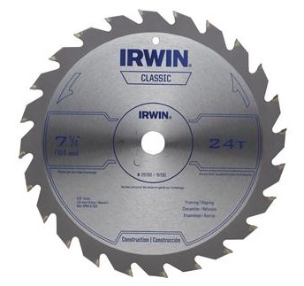 8 1/4" X 24T X 5/8 ARBOR, IRWIN CLASSIC SERIES CIRCULAR SAW BLADE