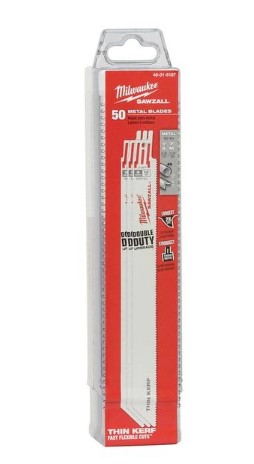 MILWAUKEE THIN KERF SAWZALL BLADES 9 X 3/4 X 14T, 1/2" UNIVERSAL METAL 50/BX