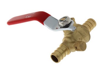 1/2" PEX BALL VALVE BRASS, FULL PORT W/DRAIN (LEAD FREE) - CRIMP STYLE