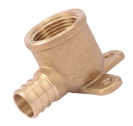1/2" PEX X 1/2" FEMALE NPT BRASS DROP EAR PEX ELBOW 90D (LEAD FREE) - CRIMP STYLE