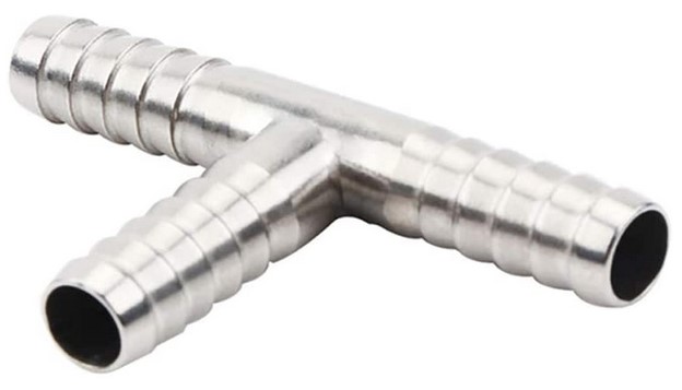 1" X 1" X 1/2" PEX TEE STAINLESS BARB - CRIMP STYLE