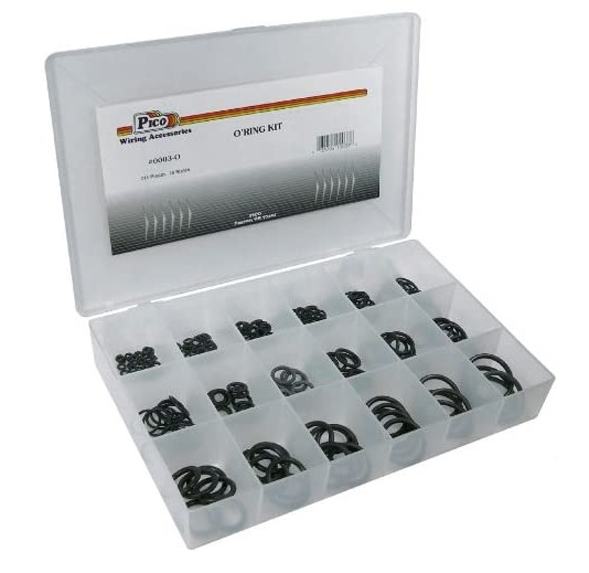 O'RING ASSORTMENT 211 PIECES 18 SIZES IN 10-3/4X7" PLASTIC KIT