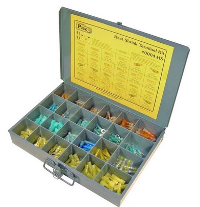 HEAT SEAL TERMINALS  192 PCS IN 13"X9"X2" METAL KIT DRAWER