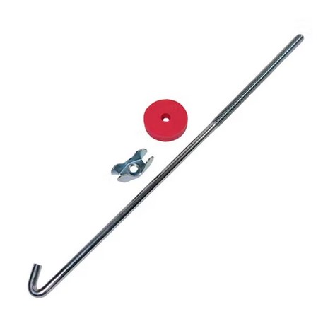 BATTERY HOLD DOWN BOLTS 1/4" STEEL 8" J-STYLE BOLT  1 EACH ROD-BUSHING-NUT/PK