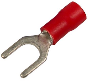 22-16 AWG FLARED VINYL INSULATED TIN-PLATED COPPER BUTTED SEAM #8 SPADE 100/PK