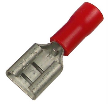 22-16 AWG FLARED VINYL INSL TIN-PLATED BRASS BUTTED SEAM .250" FEMALE 100/PK