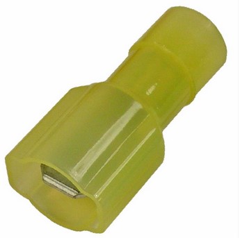 12-10 AWG NYLON FULLY INSULATED TIN-PLATED COPPER .250" MALE TERMINAL 100 PCS