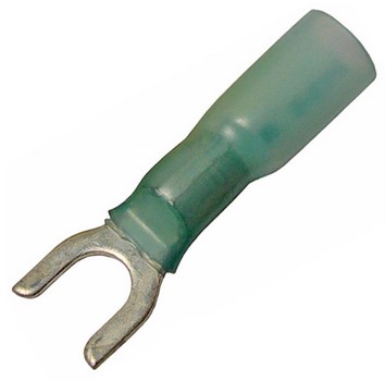 16-14 AWG CRIMP &amp; HEAT SHRINK BRAZED #10 SPADE W/ADHESIVE LINED SLEEVE  100 PCS