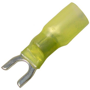 12-10 AWG CRIMP &amp; HEAT SHRINK BRAZED #10 SPADE W/ADHESIVE LINED SLEEVE  100 PCS