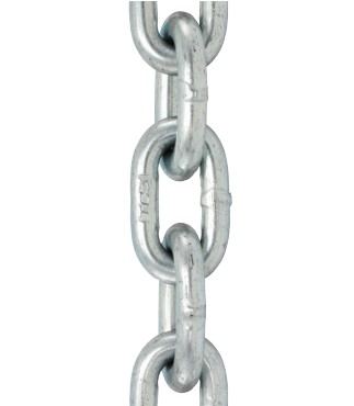 3/8" GRADE 30 PROOF COIL CHAIN TC3, G30 ZINC - PAIL / 63 FT