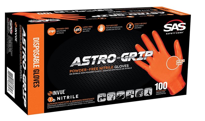 SAS SAFETY ASTRO GRIP PF NITRILE GLOVES 7 MIL - XX-LARGE BOX/100