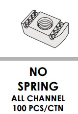 STRUT NUTS - NO SPRING - 1/4" - 20 X 1/4" THK, ZINC