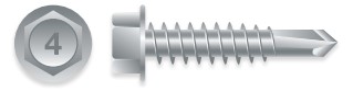 #14 X 1" HEX WASHER HEAD, 410 STAINLESS, SELF-DRILLING "TEK" SCREWS