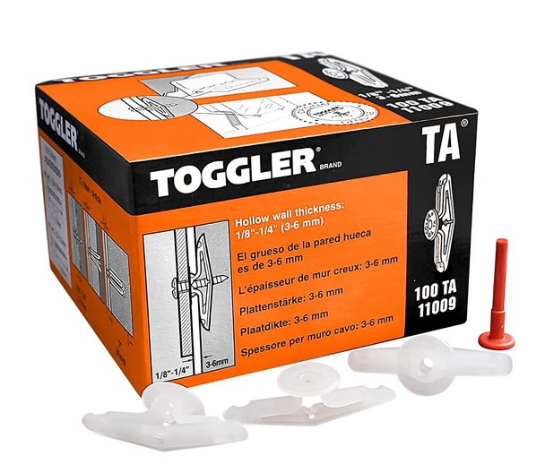 100 TA ANCHORS FOR 1/8" - 1/4", WALLS &amp; 3 KEYS IN BOX - BOX OF 100