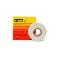 3M/SCOTCH GLASS CLOTH ELECTRICAL TAPE 27, 3/4 IN X 66 FT, WHITE