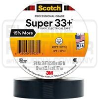 SCOTCH SUPER VINYL ELECTRICAL TAPE 33+, 66 FT X 3/4 IN, BLACK