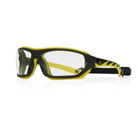 HYBRID, BLACK FRAME, ANTI-SCRATCH, ANTI-FOG CLEAR SAFETY GLASSES