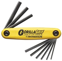 SET 9 HEX GORILLAGRIP FOLD-UP TOOLS 5/64-1/4