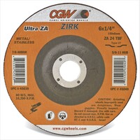 4-1/2 X 1/4 X 5/8-11 ZA24-T-B ZIRCONIA TYPE 27 ULTRA DEP CENTER GRINDING