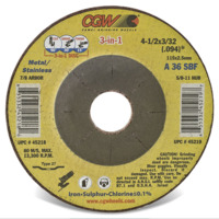 4 1/2 X 3/32 (.094) X 5/8-11 A36S CUT / GRIND COMBO T27 ABRASIVE DISC (2.5MM)