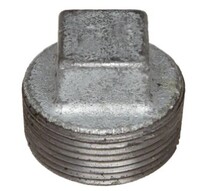 1 1/4 SQUARE PIPE PLUG GALVANIZED MALLEABLE IRON PIPE FITTING