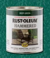 RUST-OLEUM HAMMERED STOPS RUST DEEP GREEN, 1 QT CANS